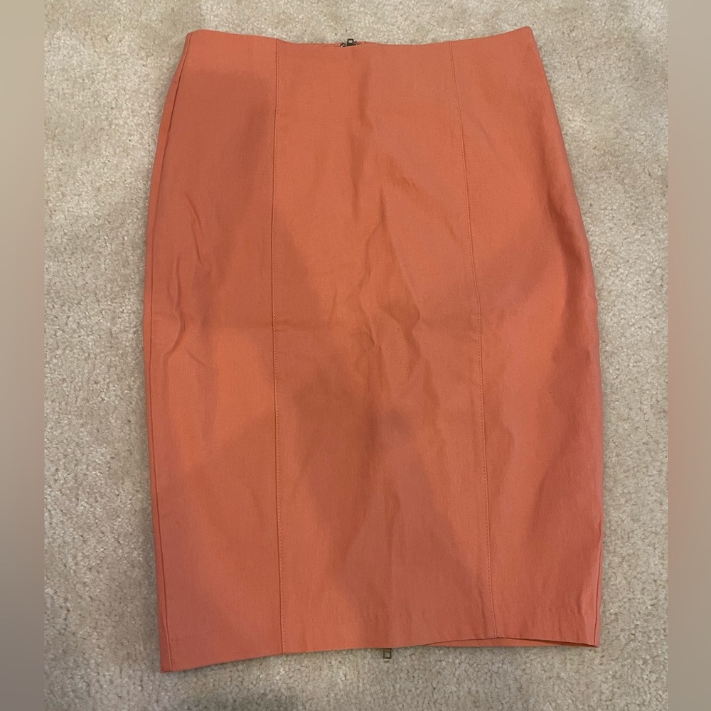 Peach Pencil Skirt with Zipper Back